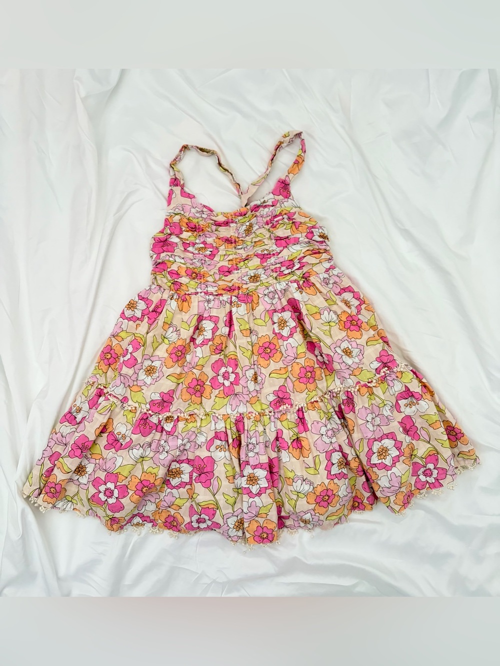 Haute Hippie Pink & Peach Floral Smocked Sundress